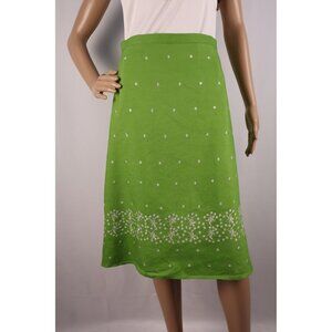 Sherry Taylor Green Embroidered A-Line Skirt with Floral Design‎ Size Small